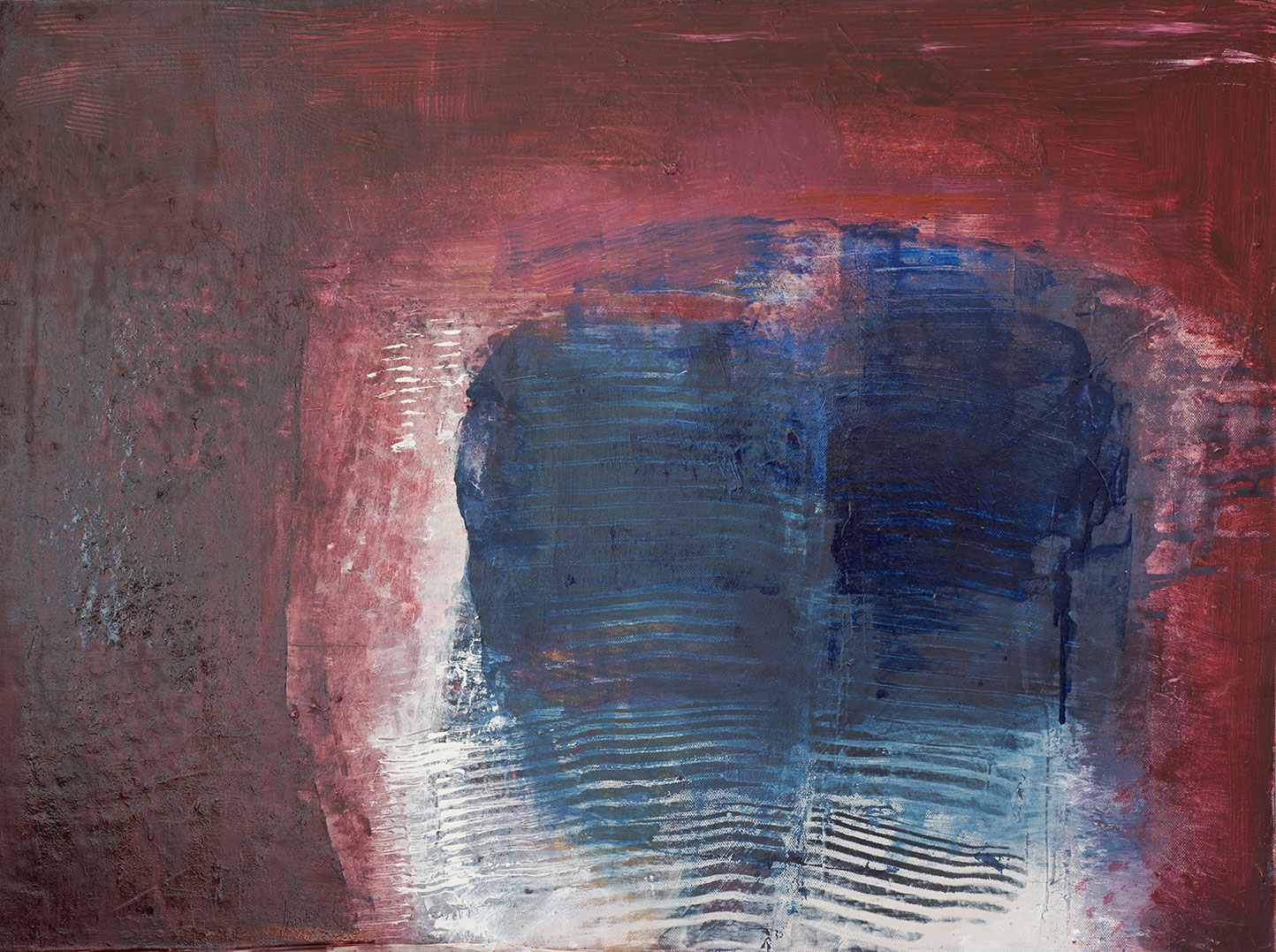 Jules Allan, Blue Centre, Mixed media on canvas, 80 x 60cm