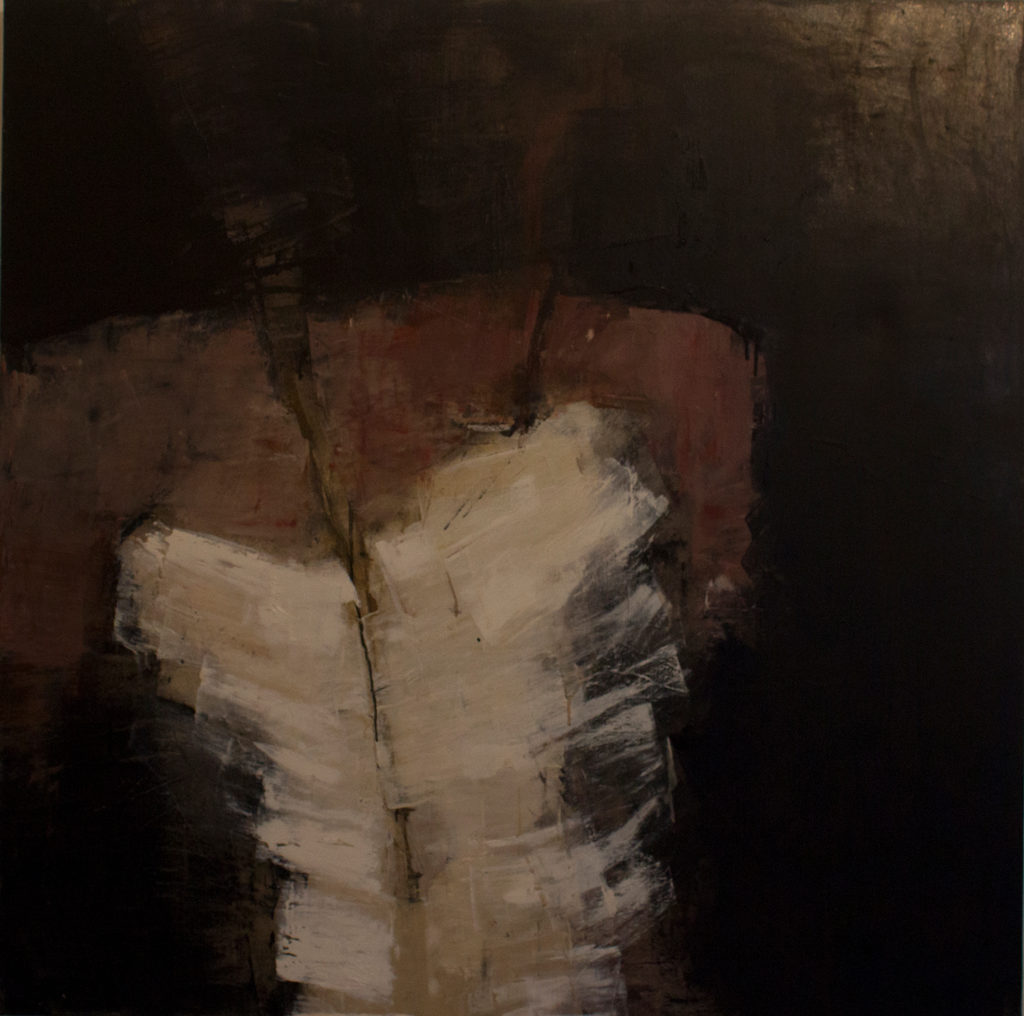 Jules Allan - Form in white, 100cm x 100cm, oil on canvas