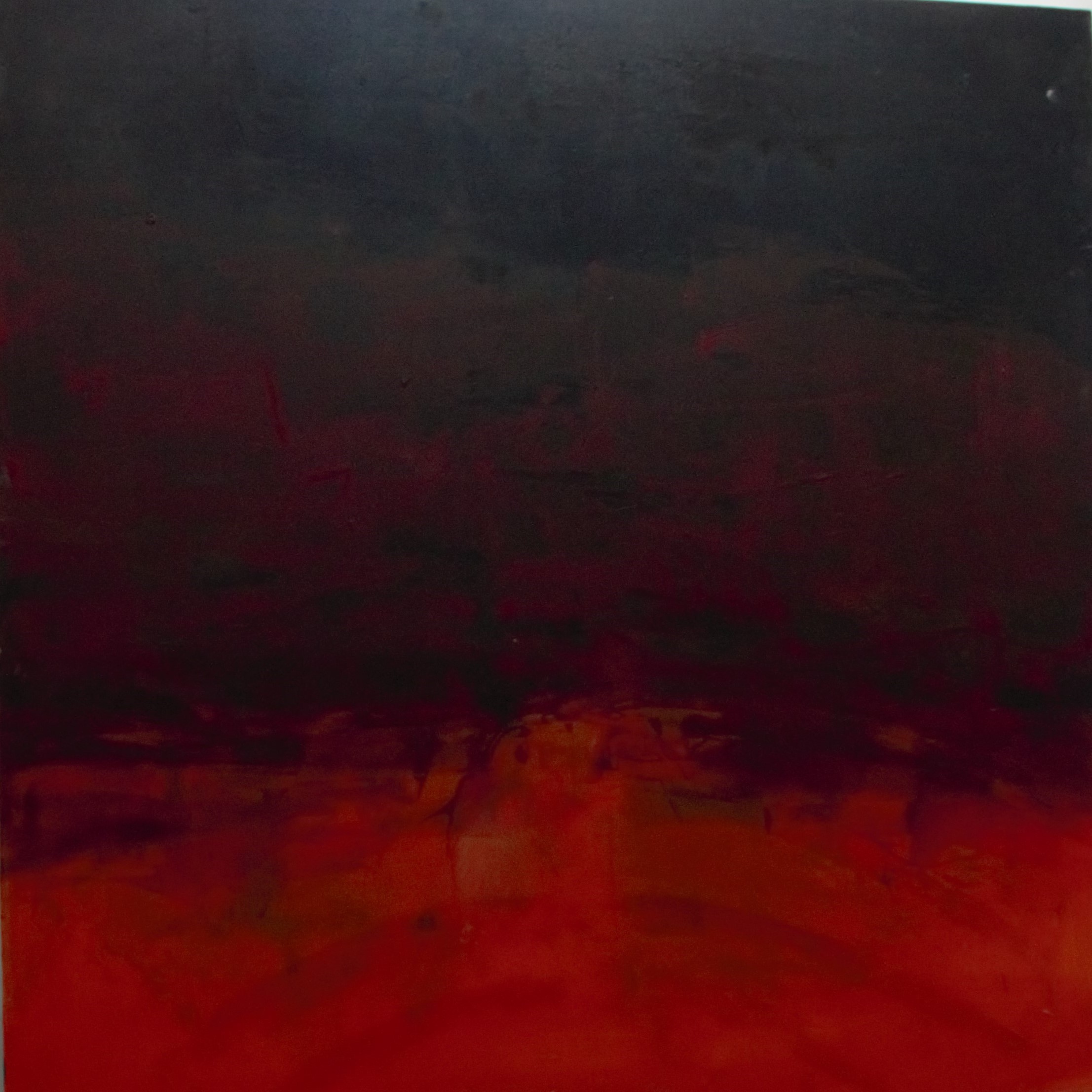 Jules Allan, Red and Orange, 100cm x 100cm, oil on canvas